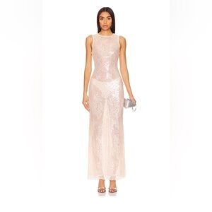 Rena Lace Maxi Dress in Nude Camila Coelho Small